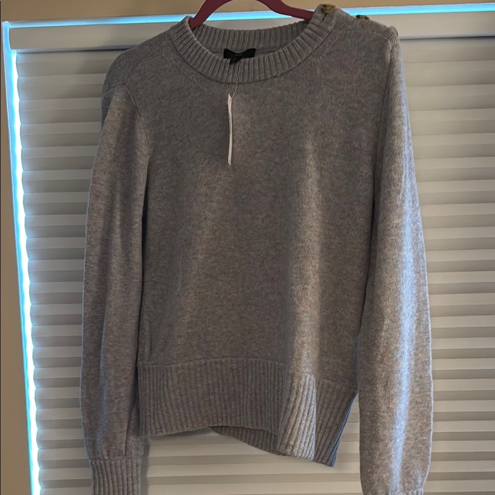 J. Crew Gray Crew Neck Sweater with Knit Texture